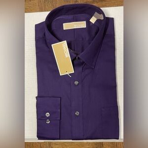 Michael Kors Deep Purple Long Sleeve Dress Shirt 17 1/2 34-35 NWT 100% cotton